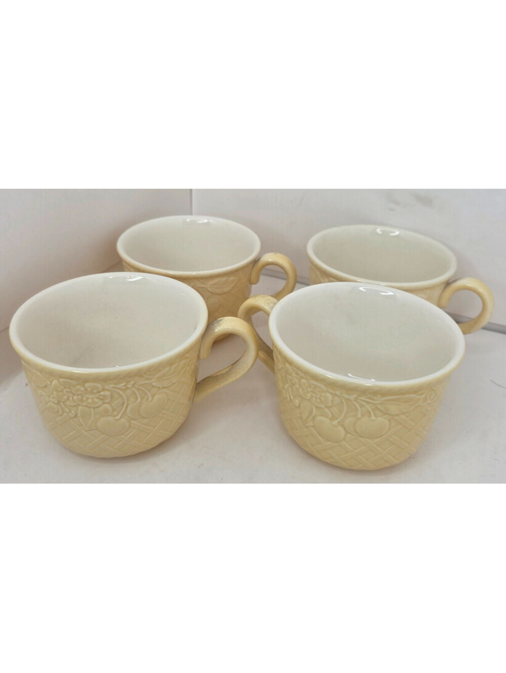 Set of 4 Villeroy & Boch Piemont Estivo Coffee Cups Teacups Yellow